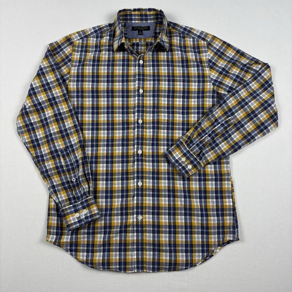 Banana Republic Soft Wash Mens Large Plaid Long Sleeve 100% Cotton Dress Shirt
